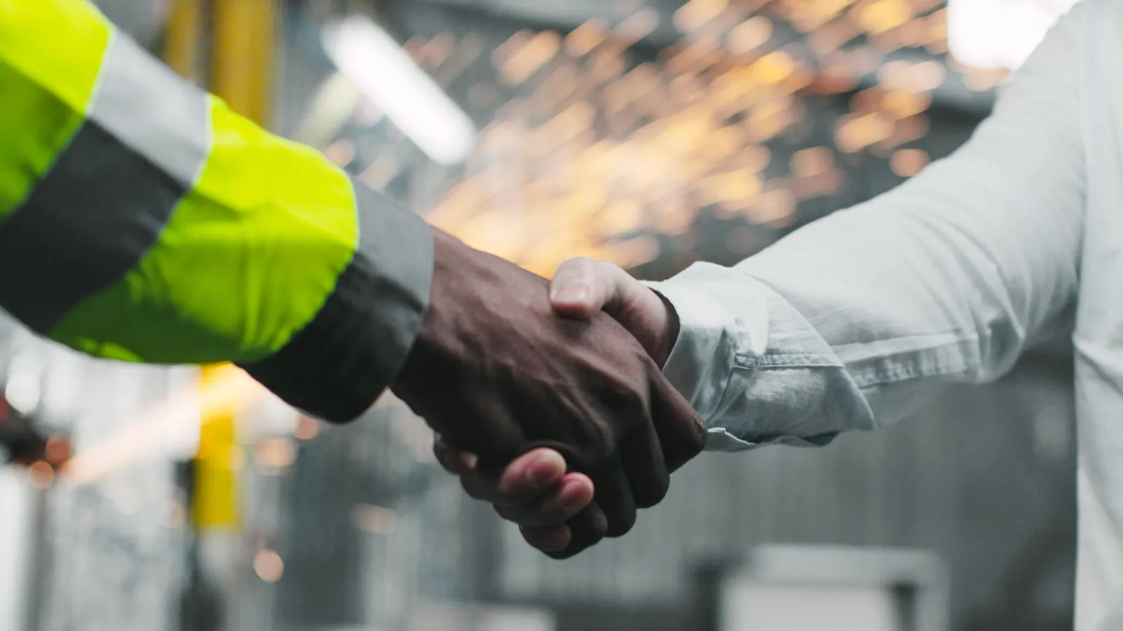 Business handshake representing an industrial sales partnership